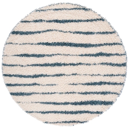 Safavieh 6 ft. 7 in. x 6 ft. 7 in. Venus Shag 600 Round Rug; Turquoise & Ivory VNS603K-7R